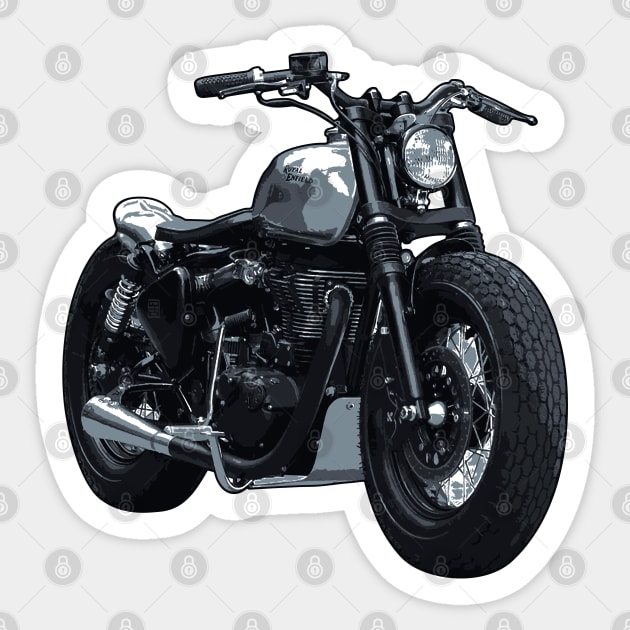 Classic 500 Bike Custom Bobber Illustration Sticker by KAM Std